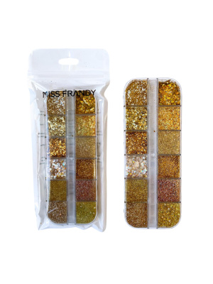 ENFEITE P/ UNHA MISS FRANDY ACU23-1258 MIX DOURADO (EMB C/12) - BX C/12
