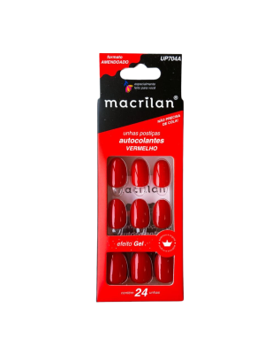 UNHA MACRILAN UP704A  AUTOCOLANTE AMENDOADO VERMELHO (EMB C/24)