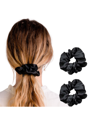 ELASTICO SCRUNCHIE DE CETIM PRETO VM CABELO (EMB C/2)