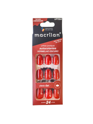 UNHA MACRILAN UP705A AUTOCOLANTE AMENDOADO VERMELHO ESCURO (EMB C/24)
