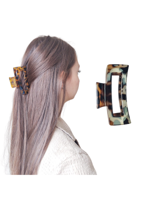 PIRANHA DE CABELO DF446-PR0108-4 RETANGULAR ESTAMPA NEUTRA 8,5CM