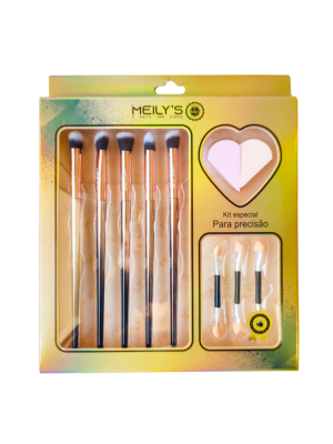 KIT PINCEL MEILY'S MKP-705A (C/5 PINCEL+2 ESPONJAS+3 APLICADOR SOMBRA)