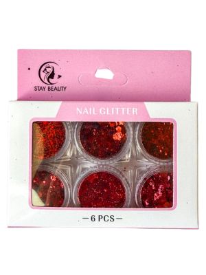 ENFEITE P/ UNHA STAY BEAUTY V75 FLOCADO VERMELHO (EMB C/6)