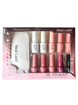 KIT ESMALTE GEL REAL LOVE KIT-2 3 IN 1 5ML (C/10 + MINI CABINE)