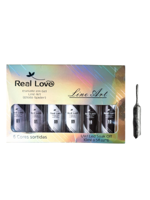 6 ESMALTE GEL REAL LOVE KIT-J LINE ART 10ML  BOX
