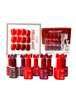 12 ESMALTE GEL HELLO MINI HJ1688 VERMELHOS 10ML BOX+AMOSTRA CARTELA