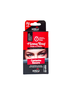 HENNA PEQUENA NIRAJ CASTANHO ESCURO 5MIN 2GR + FIX10ML