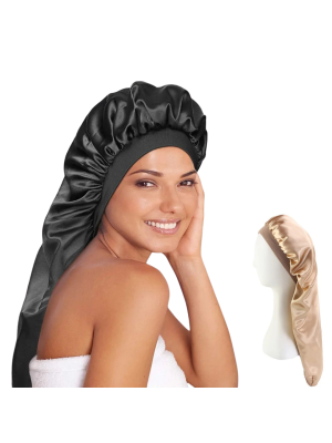 TOUCA DE CETIM ANTI-FRIZZ LONGA C/ FAIXA CABELO COMPRIDO